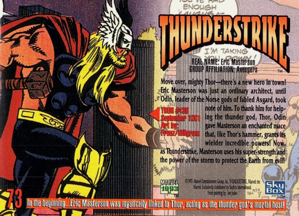 Producto - 1993 SkyBox Marvel Masterpieces #73 - Thunderstrike - 1