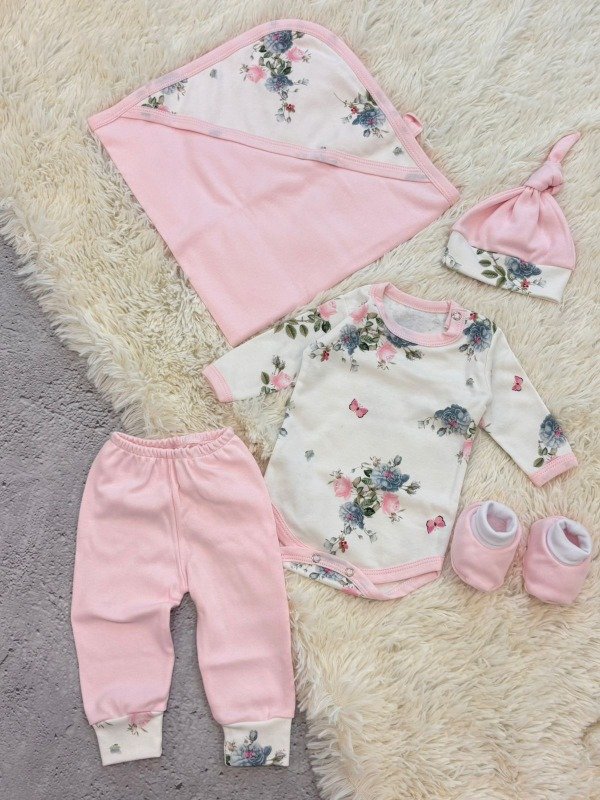 Producto - Ajuar algodon 5 piezas talle unico nena