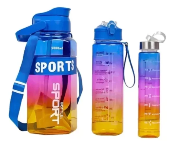 Producto - Set 3 botellas deportivas sport bottle motivacional - 0