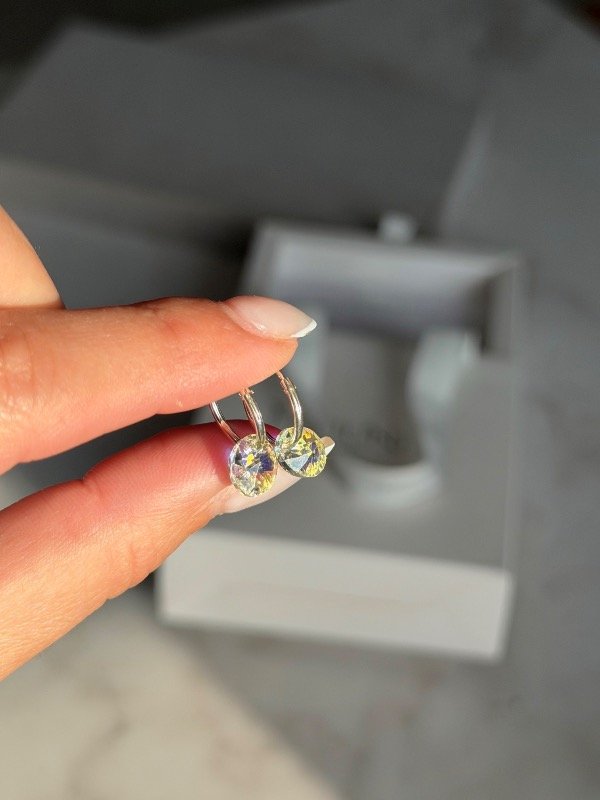 Producto - Argollas cristal oval tornasol 14mm - 2