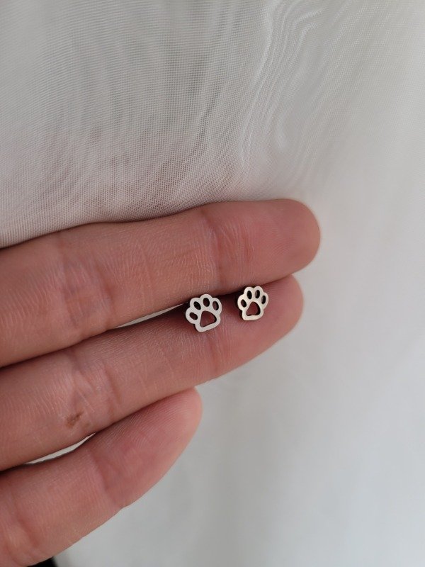 Producto - Aros pasantes minis huellitas AQ