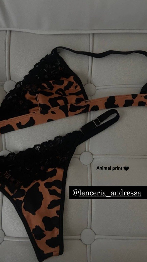 Conjunto bralette estampado con puntilla y less regulable — imagen 2