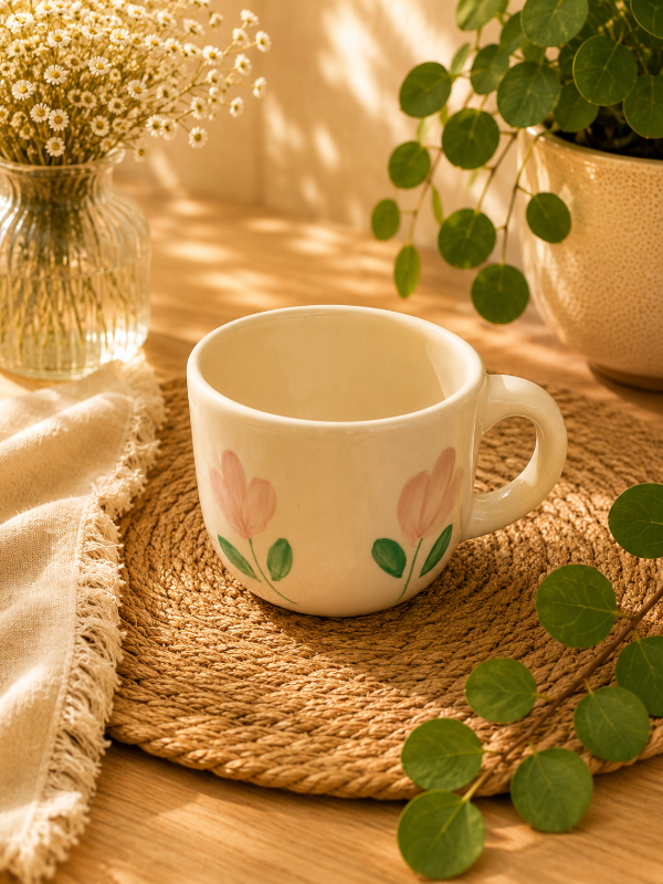 Producto - Taza ceramica premium flores rosas