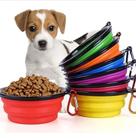 Producto - PLATO BOWL BEBEDERO COMEDERO DE SILICONA PLEGABLE PARA PERROS Y GATOS 13CM x 5CM