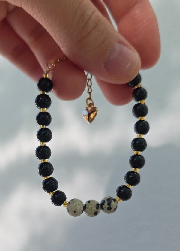 Producto - Pulsera Jaspe Dalmata y Negro - 1