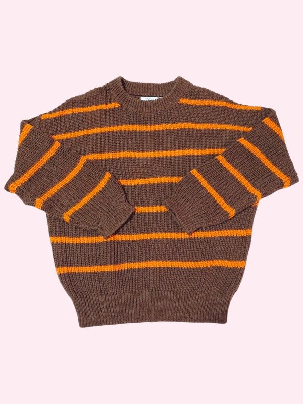 Producto - Sweater marron con rayas naranjas Zara 2/3 años