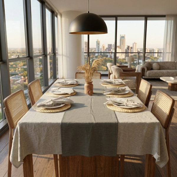 Producto - Set de mesa rectangular maxi gris sofisticado