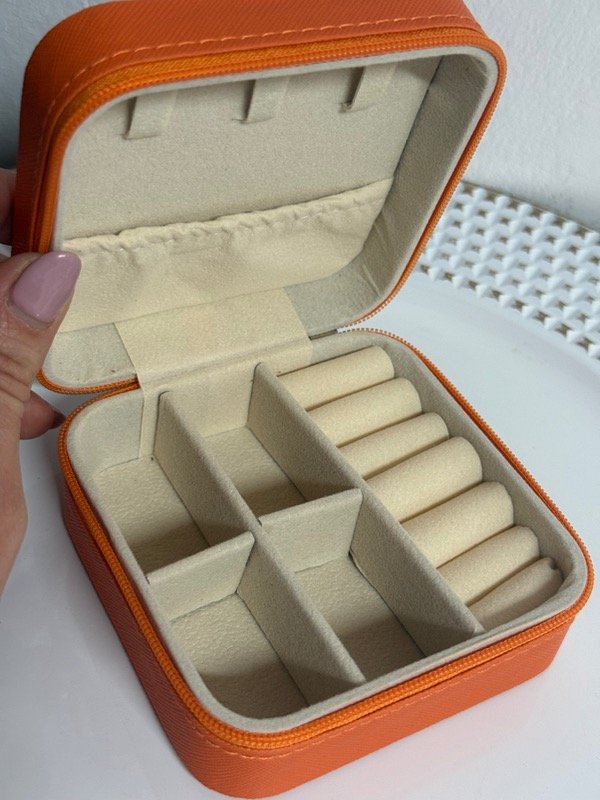 Producto - J001 Joyero cuadrado color naranja 10x10 cm