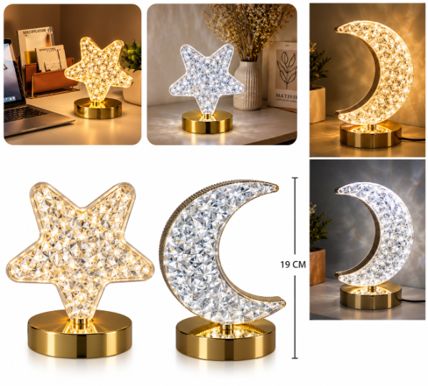 Producto - LAMPARA MEDIA LUNA Y ESTRELLA 19 CM 3 TONOS