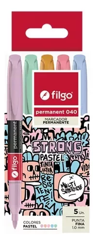 Producto - Marcador Permanente 040 Fino Estuche 5 Pastel