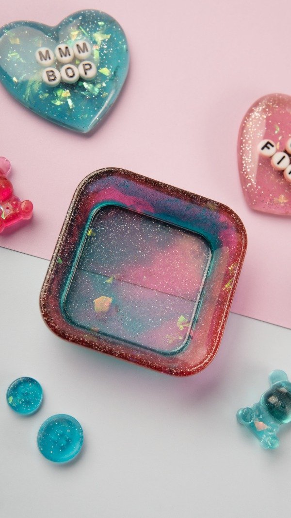 Producto - Potecito cuadrado - galaxy (verde y fucsia)