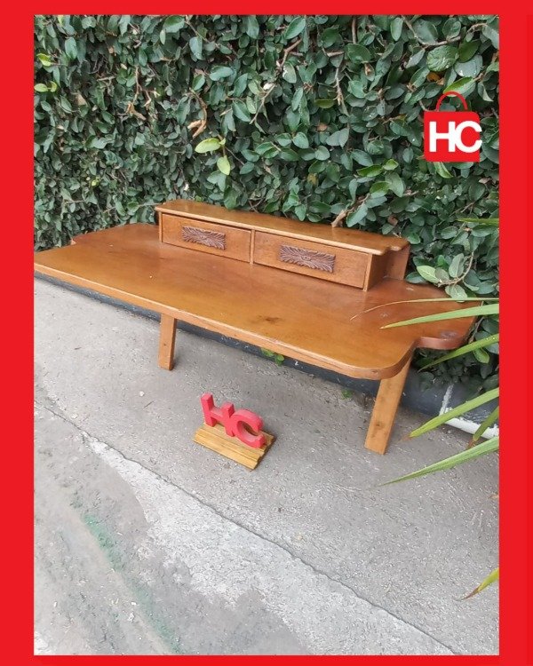 Producto - Dresuar / Recibidor de pared en madera con alzada y cajoncitos tallados - 2