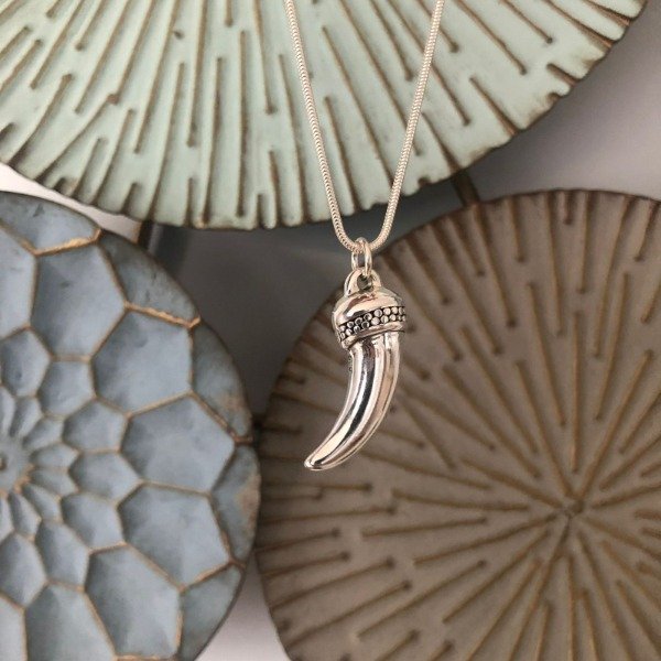 Producto - DIJE DE PLATA INFLADA CUERNO DE LA SUERTE