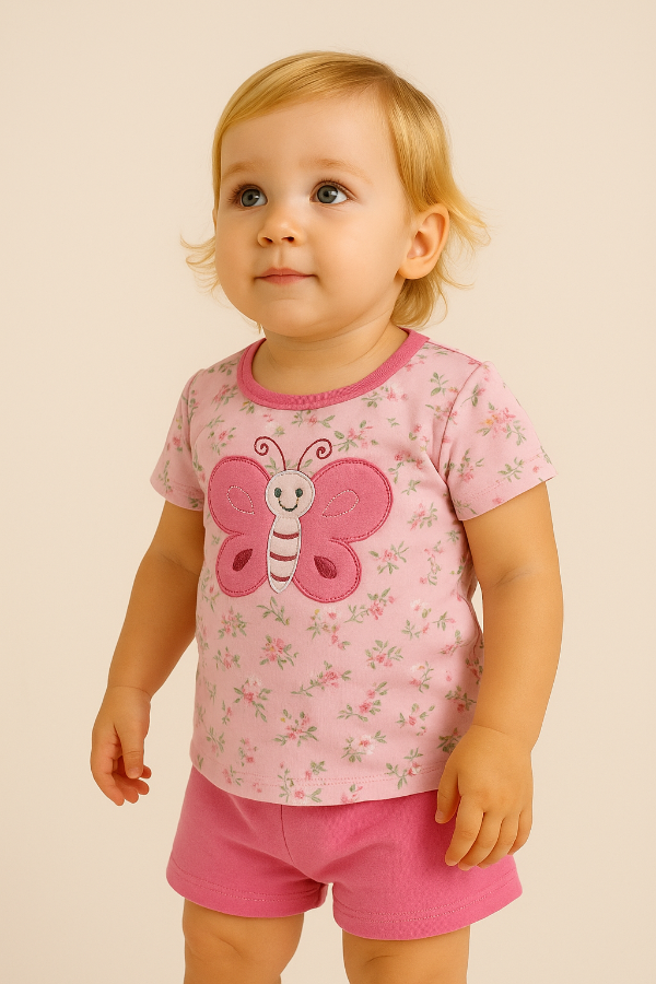 Producto - CONJUNTO ALGODÓN BEBA REMERA Y SHORT MARIPOSA