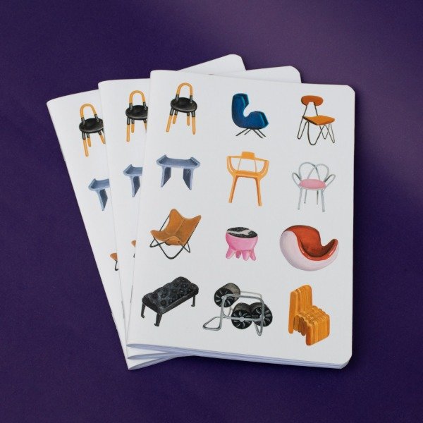 Producto - Libreta ilustrada A6 - 20 Sillas de Diseño Argentino