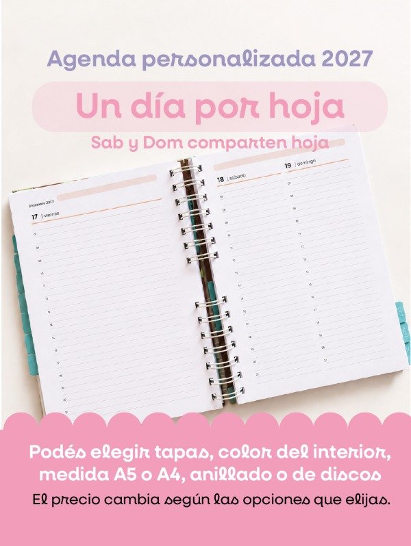 Producto - Agenda 2027 - Diaria con sab y dom en la misma hoja - 0
