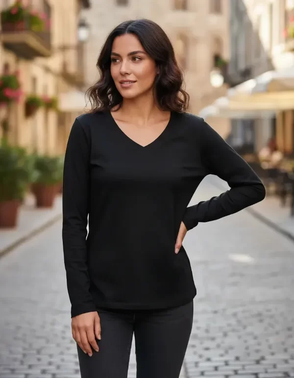 Producto - CAMISETA ESCOTE V JERSEY PEINADO ALGODON PREMIUM