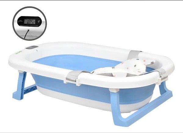 Producto - Bañera Plegable Avanti Reductor + Termómetro celeste/ rosa