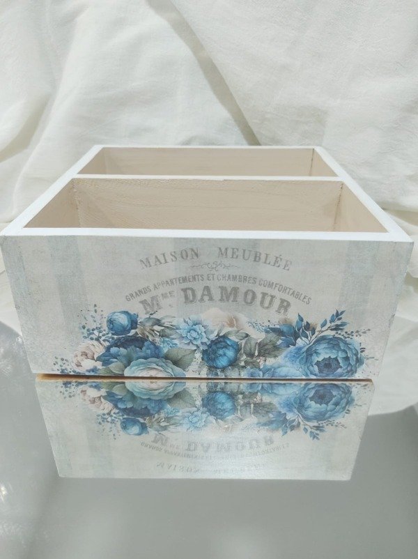 Producto - Caja organizadora 2 divisones flor azul