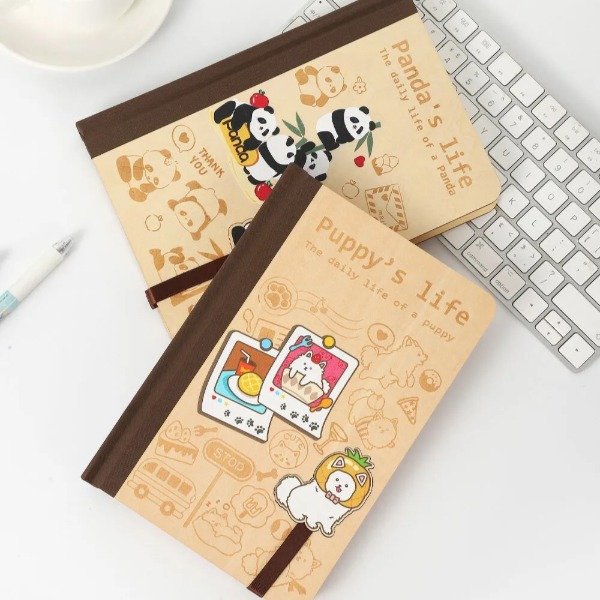 Producto - Cuadernos tapas bambú hojas rayadas 21.5x15 cm