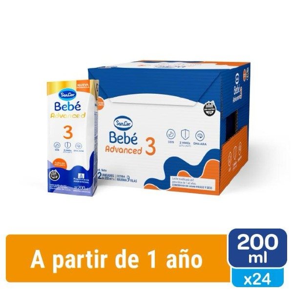 Producto - LECHE SANCOR ADBANCED 3 - 200ML x24 UNIDADES - 1 AÑO EN ADELANTE