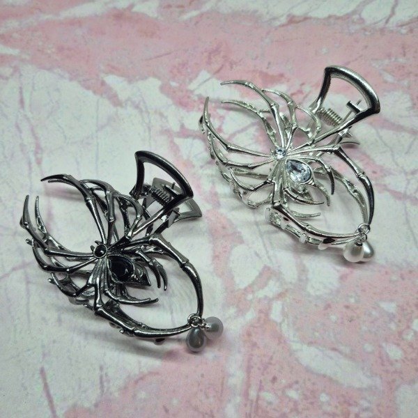 Producto - Broche de pelo Araña Spider strass (plata y peltre)