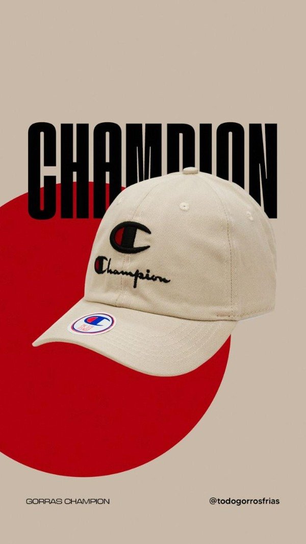 Producto - GORRA CHAMPION BEIGE  LOGO NEGRO