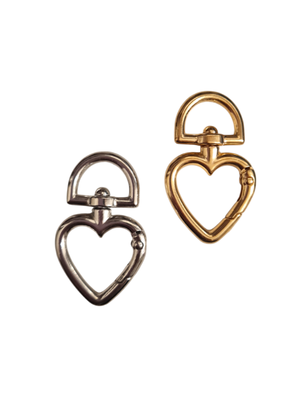Producto - MOSQUETON CORAZÓN DORADO Y PLATEADO