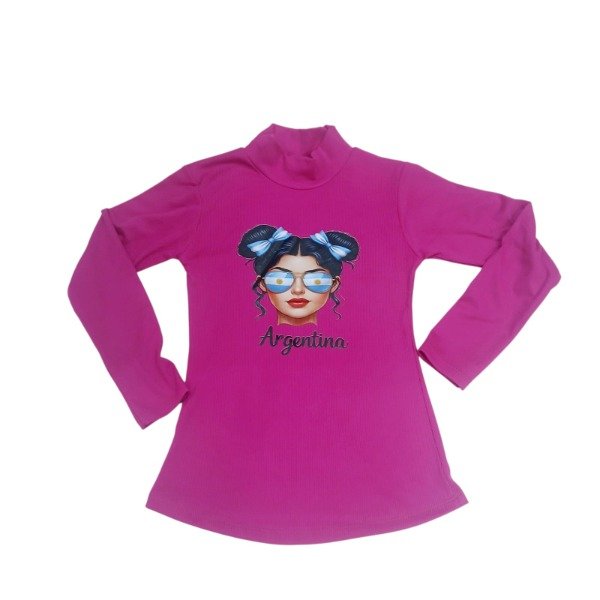 Producto - Media Polera Estampada Argentina Fucsia Nena Talle 4