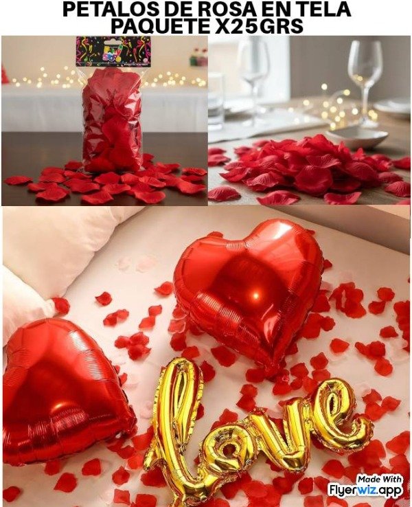 Producto - Pétalos de rosa de tela rojo paquete 25grs
