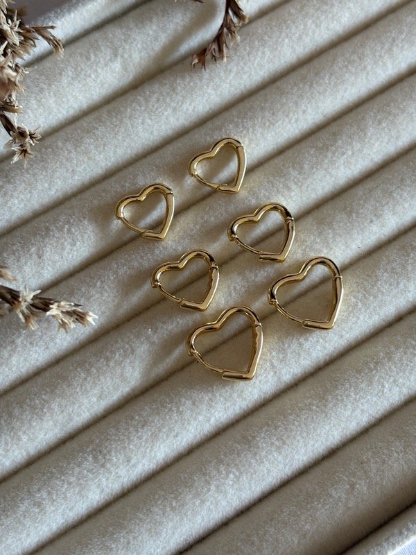 Producto - Argollitas corazón para x3 acero dorado