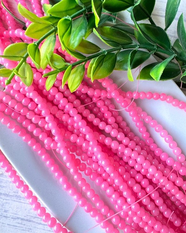 Producto - TIRA CUENTA VIDRIO ROSA CHICLE 4MM