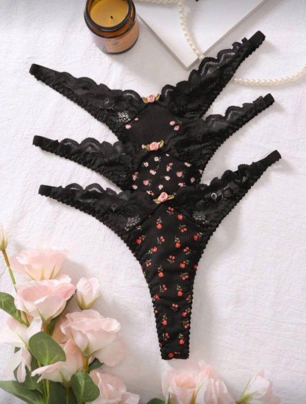 Producto - Pack x3 floral negra