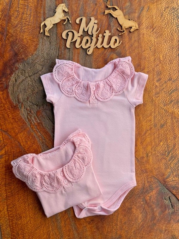Producto - Body Rosa Beba conAaplique Broderie - 0
