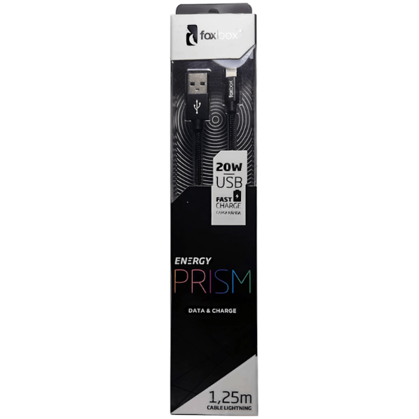 Producto - Cable Foxbox Energy Prism USB a Lightning  20W 1 25 m