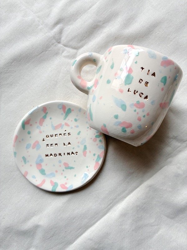 Producto - Set de taza y plato 12 cm con oro - 0