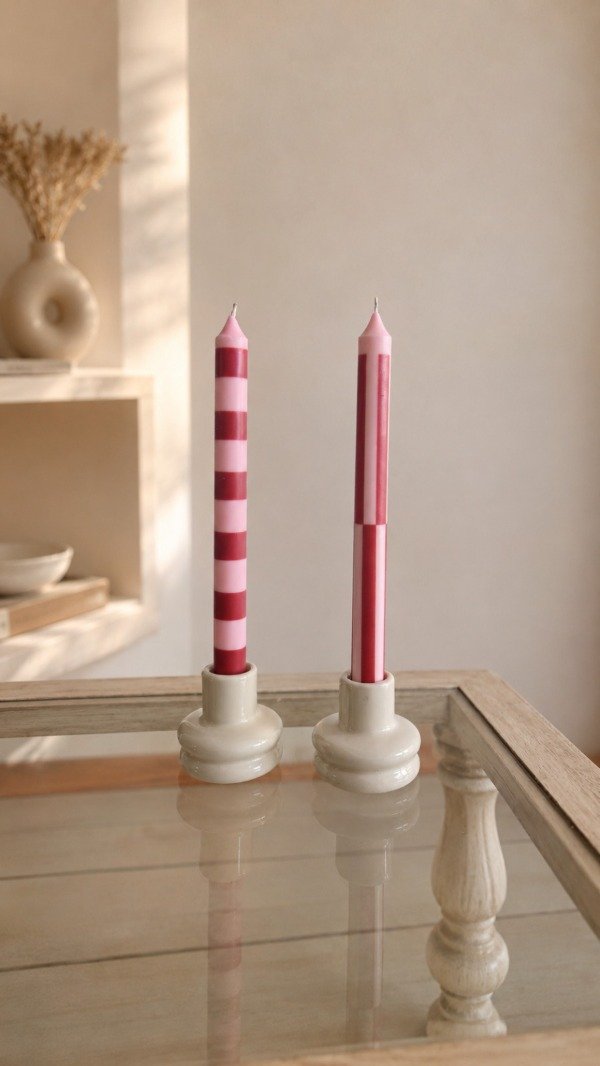 Producto - Vela Candy, rosa y bordó - 2