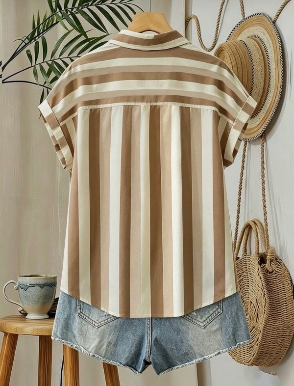 Producto - Camisa SHEIN rayada beig - 2