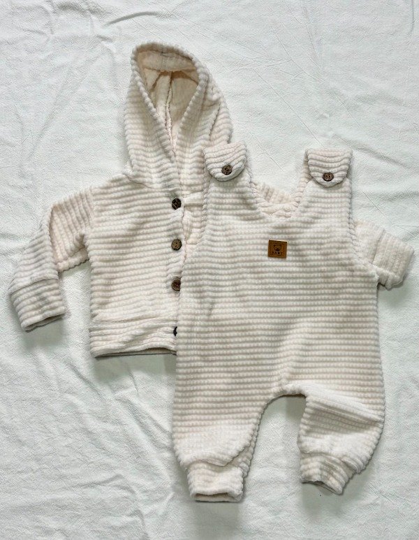 Producto - Jardinero + Campera Plush Burbuja Crema