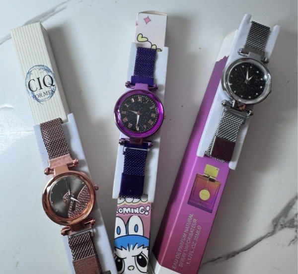 Producto - OT841 RELOJ MAYA METALICA + PERFUME ALTA GAMA