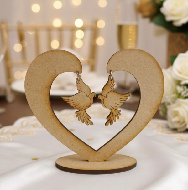Producto - corazón con palomas colgando x 10 unid.