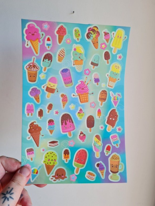 Producto - Plancha de stickers Helados