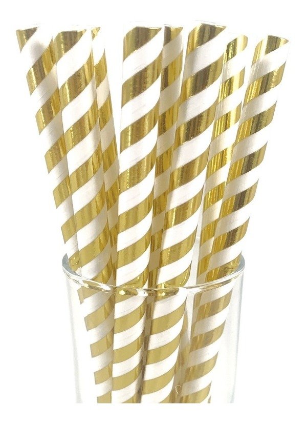 Producto - MAXI SORBETES DE POLIPAPEL DORADOS x 12 UNIDADES