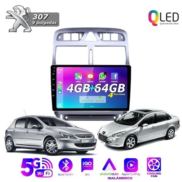 Producto - MULTIMEDIA PEUGEOT 307  - 4G 64M - 9" CON CAR PLAY Y ANDROID AUTO