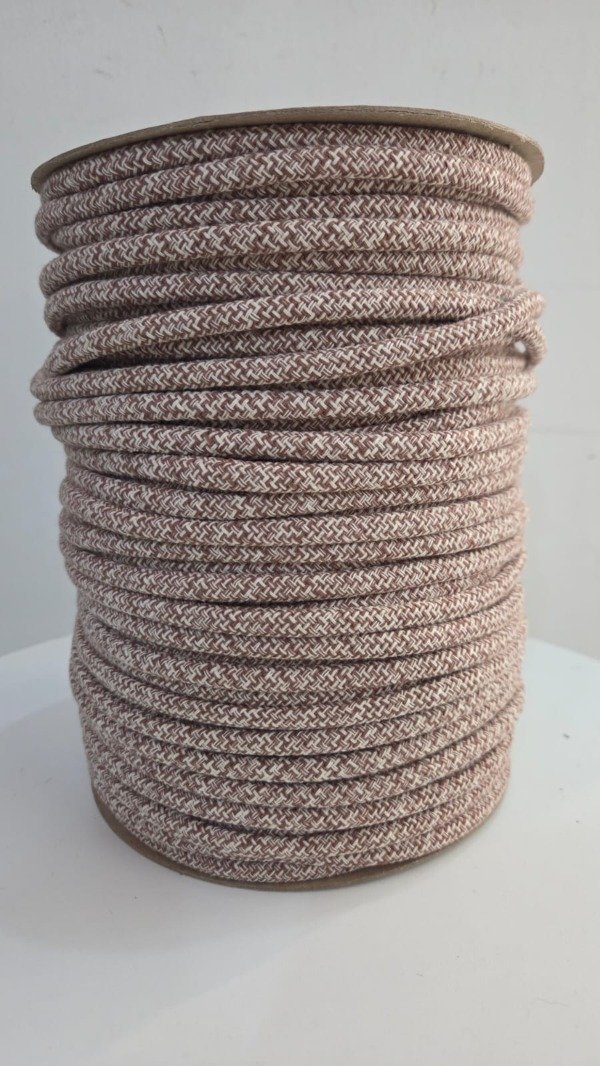 Producto - Cordon de algodón trenzado 6mm MELANGE VISON Y CRUDO