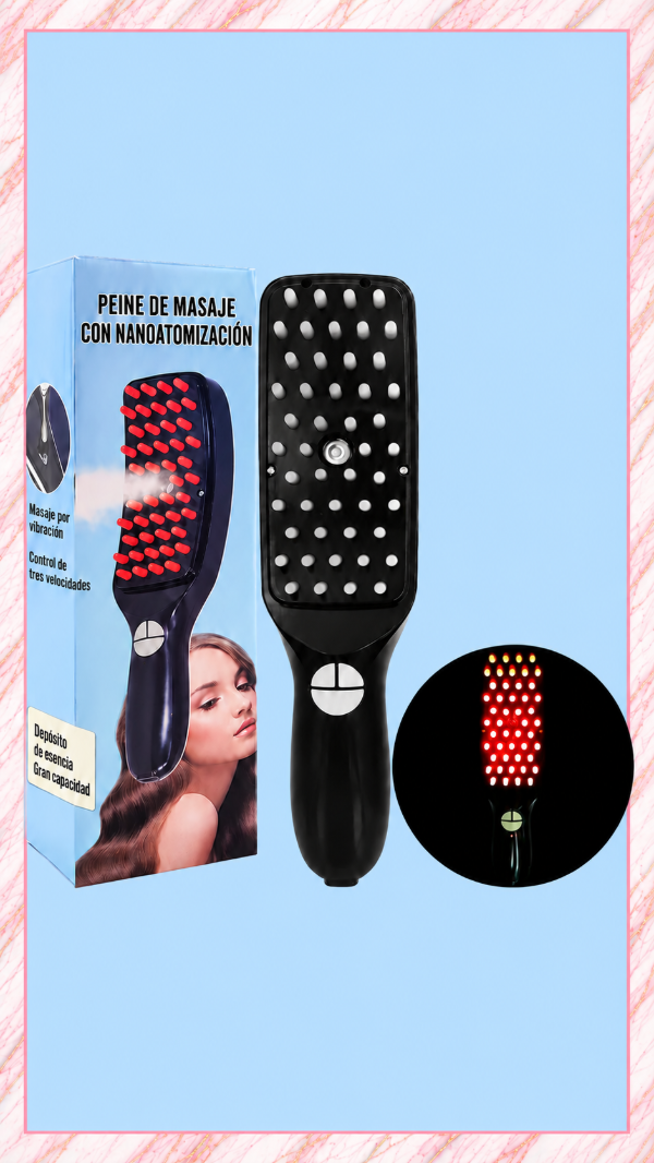 Producto - CEPILLO MASAJEADOR LUZ LED NANO HIDRATACIÓN INALAMBRICO + EXOSOMA CAPILAR - 0