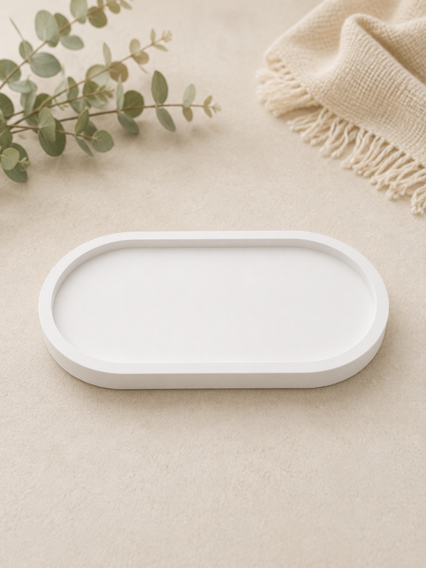 Producto - Bandeja yeso blanca ovalada