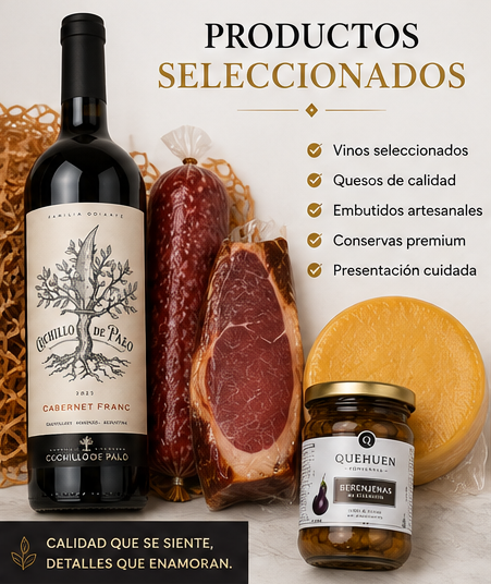 Producto - Caja de Regalo Vino Cuchillo de Palo 750 ml + Picada Completa Gourmet - 2