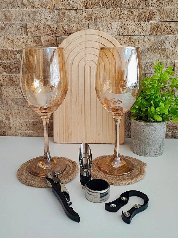 Producto - Box Best Friend copas de vino Doradas