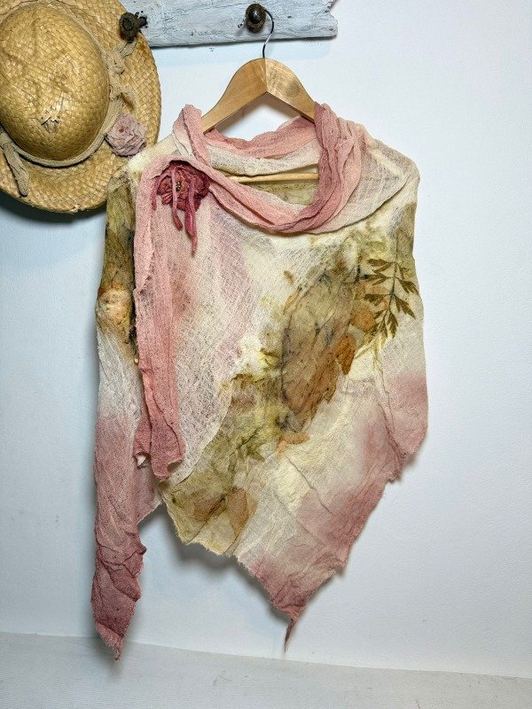 Producto - Pashmina ECOPRINT algodón ROSA PALO